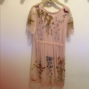 Zara Floral Embroidered Kids Dress in Soft Pink